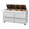 Turbo Air 60.25in Four Drawer 24 Pan Mega Top Sandwich Salad Prep Table - PST-60-24-D4-N-FL 