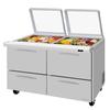 Turbo Air 60.25in Four Drawer 24 Pan Mega Top Sandwich Salad Prep Table - PST-60-24-D4-N-GL 