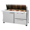 Turbo Air 60.25in Two Drawer 24 Pan Mega Top Sandwich Salad Prep Table - PST-60-24-D2R(L)-N 