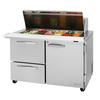 Turbo Air 48.25in Two Drawer 18 Pan Mega Top Sandwich Salad Prep Table - PST-48-18-D2R(L)-N 