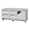 Turbo Air 72in Three Section Undercounter Refrigerator With Drawers - TUR-72SD-D4R(L)-FB-N 