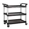 Winco Black Plastic 3-Tier 19.5in x 40.75in Utility Cart - UC-3019K 