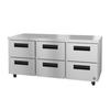 Hoshizaki 72in Wide Six Drawer Undercounter Refrigerator - UR72B-D6 