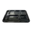 Thunder Group ML801BK 10in x 14-1/2in Black 6 Compartment Melamine Tray - 1dz 