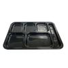 Thunder Group ML802BK 10in x 14-1/2in Black 6 Compartment Melamine Tray - 1dz 