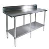 BK Resources SVTR5-8430 84inx30in 18 Ga All Stainless Steel Work Table & 5in Backsplash 