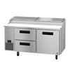 Hoshizaki 67in Wide 9 Pan Two Section Pizza Prep Table With Drawers - PR67B-D2 