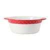 Tuxton China Inc EAQ-301 3-1/2qt Porcelain White with Cayenne Band Casserole - 2 EA 
