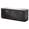 True TBB-4PT 90in Three-Section Black Coated Pass-Thru Back Bar Cooler 