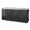 True 72in Two-Section Black Coated Reach-In Back Bar Cooler - TBB24-72-3S-Z1-SFT-B-1 