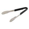 Winco UT-16HP-K 16in Stainless Steel Utility Tongs with Black Plastic Handle 