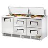 True 72in Sandwich/Salad Three Section Unit with 4 Drawers - TFP-72-30M-D-4 