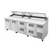 True TPP-AT-119D-4-HC 119in Refrigerated 15 Pan Pizza Prep Unit with Cutting Board 