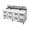 True TPP-AT2-93D-6-HC 93in Stainless Steel 6 Drawer 12 Pan Pizza Prep Unit 