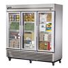 True TS-72FG-HC~FGD01 78in Stainless Steel Three Glass Door Reach-In Freezer 