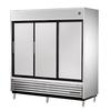True TSD-69-HC 78in Refrigerated Stainless Steel 3 Sliding Door Refrigerator 