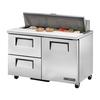True 48in Refrigerated 12 Pan Mega Top Sandwich Prep Table - TSSU-48-12D-2-HC 