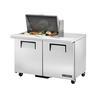 True 48in Refrigerated 12 Pan Mega Top Sandwich Prep Table - TSSU-48-12M-B-HC 