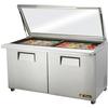 True TSSU-60-24M-B-ST-FGLID-HC 60in Glass Top 24 Pan Mega Top Sandwich/Salad Unit 
