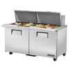 True 60in Refrigerated 24 Pan Mega Top Sandwich Prep Table - TSSU-60-24M-B-ST-HC 