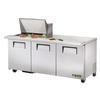 True 72in Refrigerated 12 Pan Mega Top Sandwich Prep Table - TSSU-72-12M-B-HC 