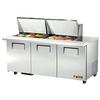 True TSSU-72-24M-B-ST-HC 72in Refrigerated 24 Pan Mega Top Sandwich Prep Table 