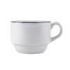 Tuxton China Inc Charleston 3oz Porcelain White Blue Band Espresso Cup- 3dz - SBF-0303 