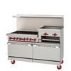 American Range 48in Gas 4 Burner Range with 24in Raised Griddle / Broiler - AR-4B-24RG-DSB 