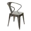 Just Chair Manufaturing Industrial Outdoor Gunmetal Steel Frame Stacking Arm Chair - G42518A 