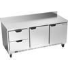 beverage-air 72in Wide Three Section Two Drawer Worktop Refrigerator - WTRD72AHC-2-FIP 