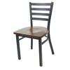 Just Chair Manufaturing M20118-BLK-SS Ladder Back Black Powder Coated Metal Chair with Wooden Seat 