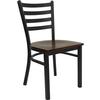 Just Chair Manufaturing M20118-BLK-VS Ladder Back Black Powder Coated Chair with Veneer Seat 
