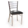 Just Chair Manufaturing M20118-SIL-PS Ladder Back Silver Powder Coated Metal Chair with Black Seat 