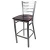 Just Chair Manufaturing M20130-SIL-SS Ladder Back Chrome/Silver Steel Frame Barstool with Wood Seat 
