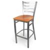Just Chair Manufaturing M20130-SIL-VS Ladder Back Chrome/Silver Barstool with Veneer Wood Seat 