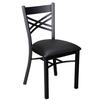 Just Chair Manufaturing M21318-BLK-PS X-Back Black Powder Coated Metal Chair with Black Vinyl Seat 