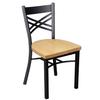 Just Chair Manufaturing M21318-BLK-SS X-Back Black Steel Frame Chair with Solid Wood Seat 