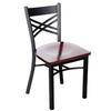 Just Chair Manufaturing M21318-BLK-VS X-Back Black Steel Frame Chair with Veneer Wood Seat 