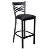 Just Chair Manufaturing M21330-BLK-PS X-Back Black Steel Frame Bar Stool with Upholstered Seat 