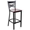 Just Chair Manufaturing M21330-BLK-VS X-Back Black Steel Frame Bar Stool with Veneer Wood Seat 