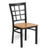 Just Chair Manufaturing M27118-BLK-VS Window-Back Black Steel Frame Chair with Veneer Seat 