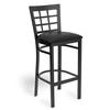 Just Chair Manufaturing M27130-BLK-PS Window-Back Black Powder Coated Bar Stool w/Black Vinyl Seat 