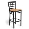 Just Chair Manufaturing M27130-BLK-VS Window-Back Black Powder Coated Bar Stool with Veneer Seat 