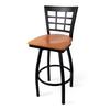 Just Chair Manufaturing M27130-SWL-BLK-VS Window-Back Black Steel Frame Swivel Bar Stool 