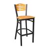 Just Chair Manufaturing M63330-VS Laser Back Black Metal Frame Bar Stool with Veneer Seat 