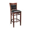 Just Chair Manufaturing W30130-BLK Black Vinyl Padded Back German Beech Wood Frame Barstool 