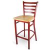 Just Chair Manufaturing WL20130-SS Ladder Back Wood Finish Steel Frame Barstool with Wood Seat 