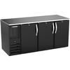 beverage-air BB72HC-F-B 72in Three-Section Black Solid Door Back Bar Cooler 