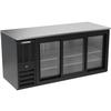 beverage-air 72in Three-Section Black Glass Slide Door Back Bar Cooler - BB72HC-F-GS-B 