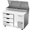 beverage-air DPD46HC-3 46in One-Section Refrigerated Pizza Prep Table with 3 Drawers 